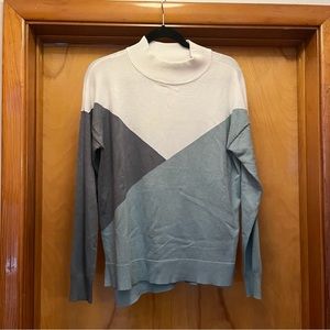 Mock Neck Lightweight Colorblocked Sweater
